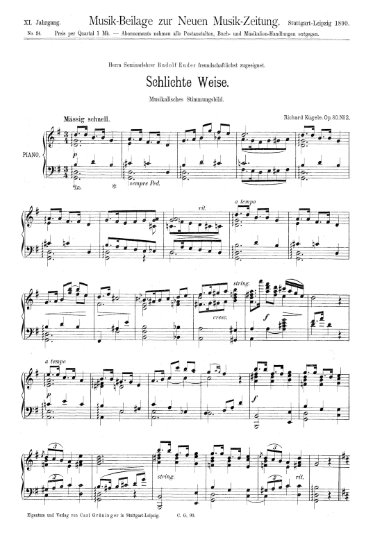 Schlichte Weise (Klavier Solo) (Klavier Solo) von Richard K gele