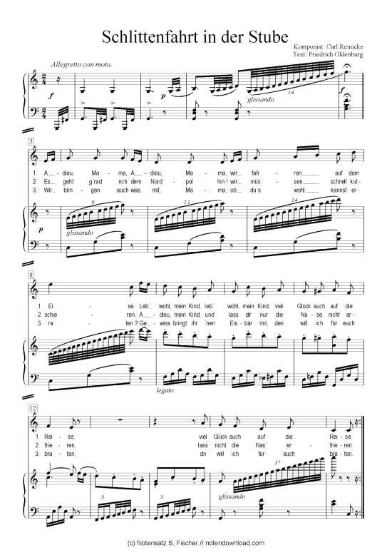 Schlittenfahrt in der Stube (Klavier + Gesang) (Klavier  Gesang) von Carl Reinecke  Friedrich Oldenburg