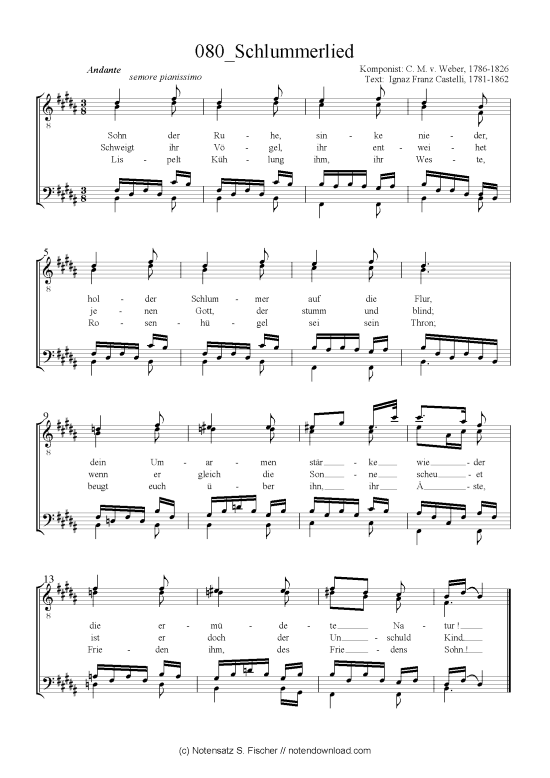 Schlummerlied (M nnerchor) (M nnerchor) von C. M. v. Weber 1786-1826  Ignaz Franz Castelli 1781-1862