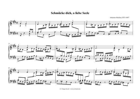 Schm cke dich o liebe Seele (Klavier Orgel Solo) (Klavier Solo) von Johannes Brahms