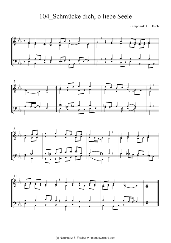 Schm cke dich o liebe Seele (Quartett in C) (Quartett (4 St.)) von J. S. Bach