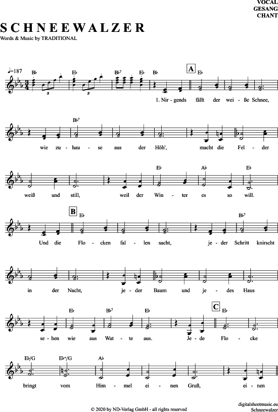 Schneewalzer (Gesang) (Gesang  Akkorde) von Traditional