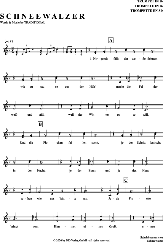 Schneewalzer (Trompete in B) (Trompete) von Traditional