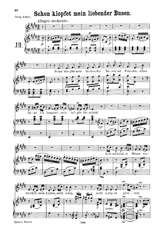 Schon klopfet mein liebender Busen K.579 (Gesang tief + Klavier) (Klavier  Gesang tief) von Wolfgang Amadeus Mozart