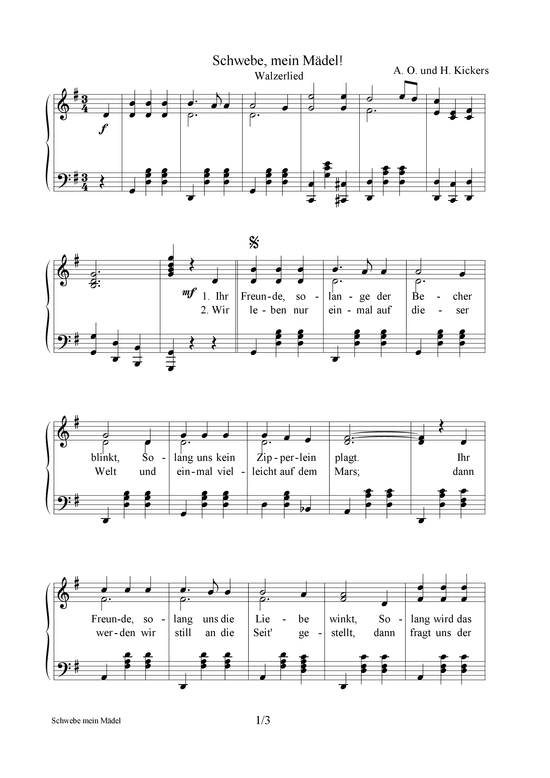 Schwebe mein M auml del (Klavier + unterlegter Text) (Klavier  Gesang) von Andreas Kickers