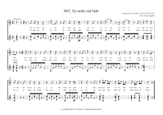 Se restosullido (Gitarre + Gesang) (Gitarre  Gesang) von Bonifazio Asioli 1769-1832 