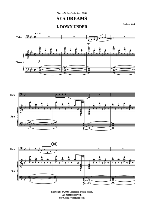 Sea Dreams 150 3 S auml tze (Tuba + Klavier) (Klavier  Tuba) von Barbara York