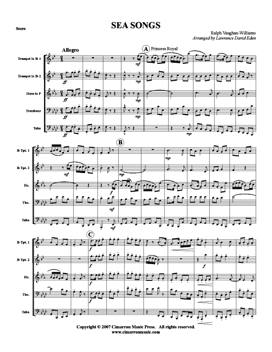Sea Songs (Blechbl auml serquintett) (Quintett (Blech Brass)) von Ralph Vaughan Williams