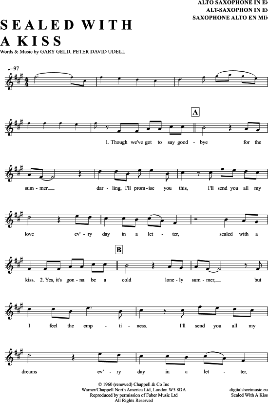 Sealed With A Kiss (Alt-Sax) (Alt Saxophon) von Jason Donovan