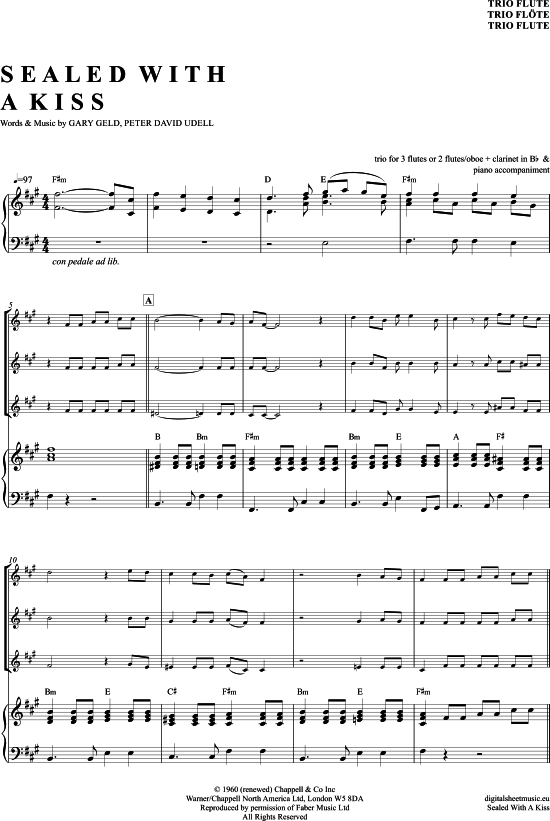 Sealed With A Kiss (Fl ten Trio + Klavier) (Trio (Fl te)) von Jason Donovan