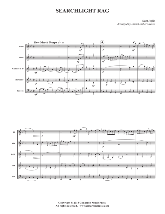 Searchlight Rag (Holzbl auml ser Quintett) (Quintett (Holzbl ser)) von Scott Joplin