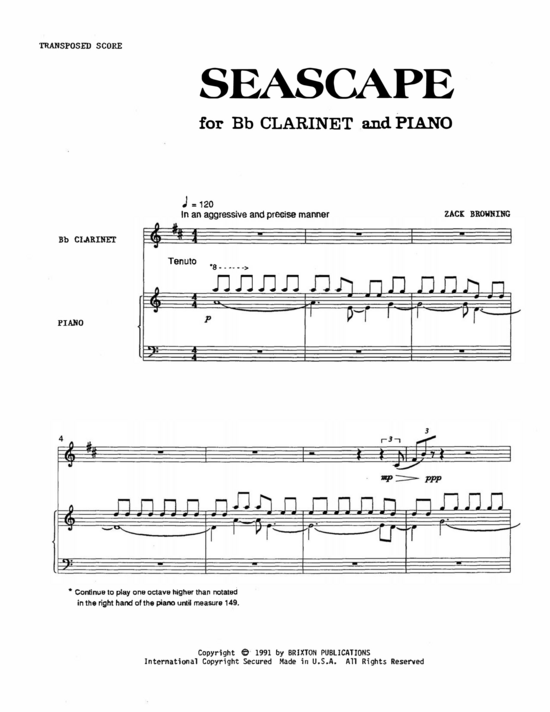 Seascape (Klarinette und Klavier) (Klavier  Klarinette) von Zack Browning