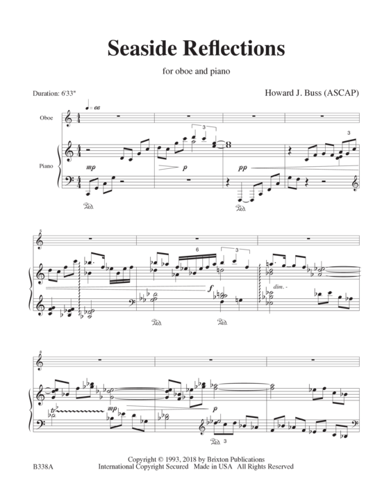 Seaside Reflections (Oboe und Klavier) (Klavier  Oboe) von Howard J. Buss 