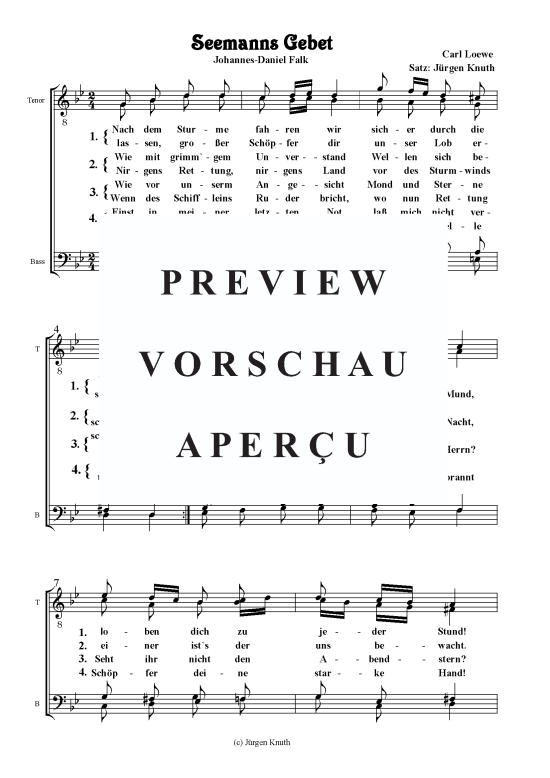 Seemanns Gebet (Nach dem St rme) (M nnerchor) (M nnerchor) von Carl Loewe  Satz J rgen Knuth