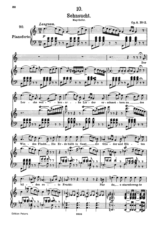 Sehnsucht D.516 Der Lerche wolkennahe Lieder (Gesang hoch + Klavier) (Klavier  Gesang hoch) von Franz Schubert
