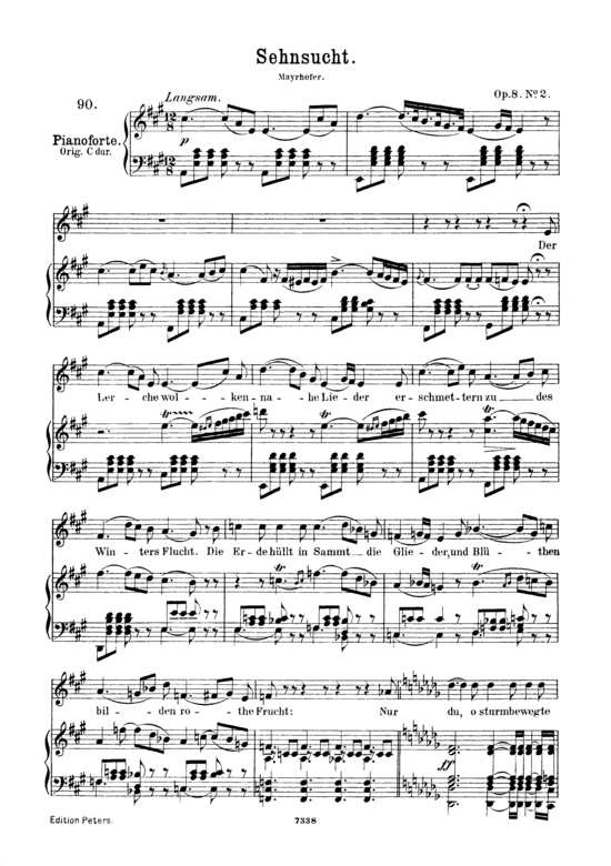 Sehnsucht D.516 Der Lerche wolkennahe Lieder (Gesang mittel + Klavier) (Klavier  Gesang mittel) von Franz Schubert