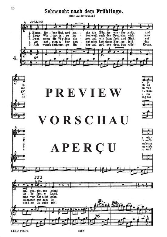 Sehnsucht nach dem Fr uuml hlinge (Komm lieber Mai K.596) (Gesang hoch + Klavier) (Klavier  Gesang hoch) von Wolfgang Amadeus Mozart