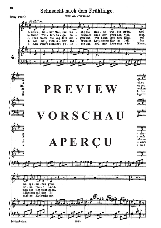 Sehnsucht nach dem Fr hlinge (Komm lieber Mai) K.596 (Gesang mittel + Klavier) (Klavier  Gesang mittel) von Wolfgang Amadeus Mozart