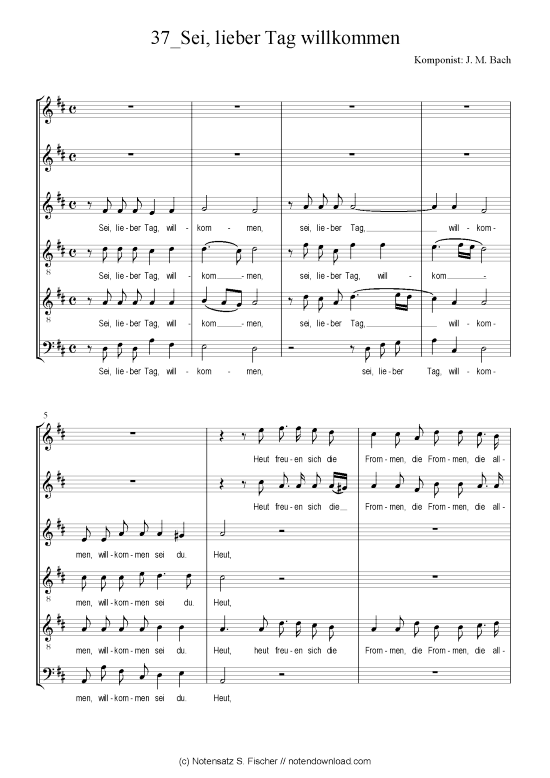 Sei lieber Tag willkommen (Gemischter Chor) (Gemischter Chor) von J. M. Bach  Neujahrsmotette