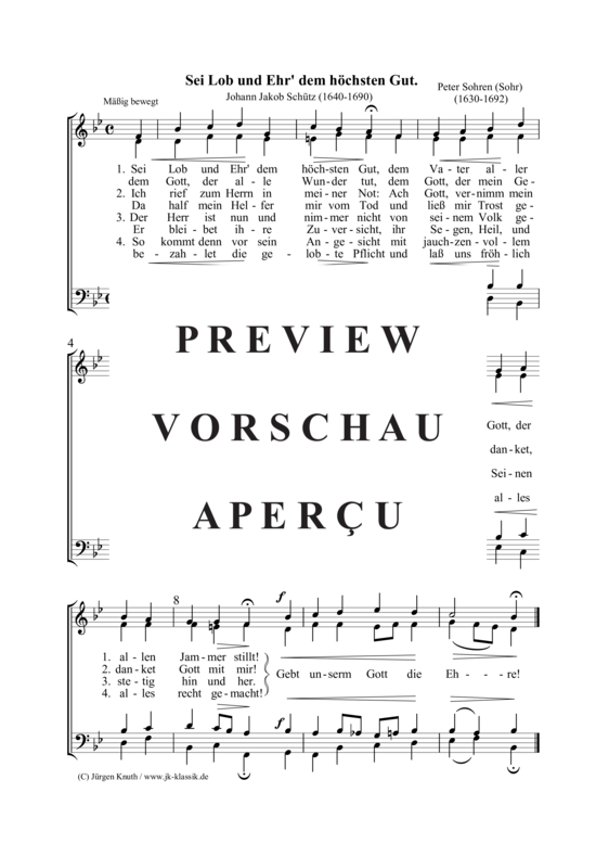 Sei Lob und Ehr dem h chsten Gut (Gemischter Chor) (Gemischter Chor) von Peter Sohren (Sohr)