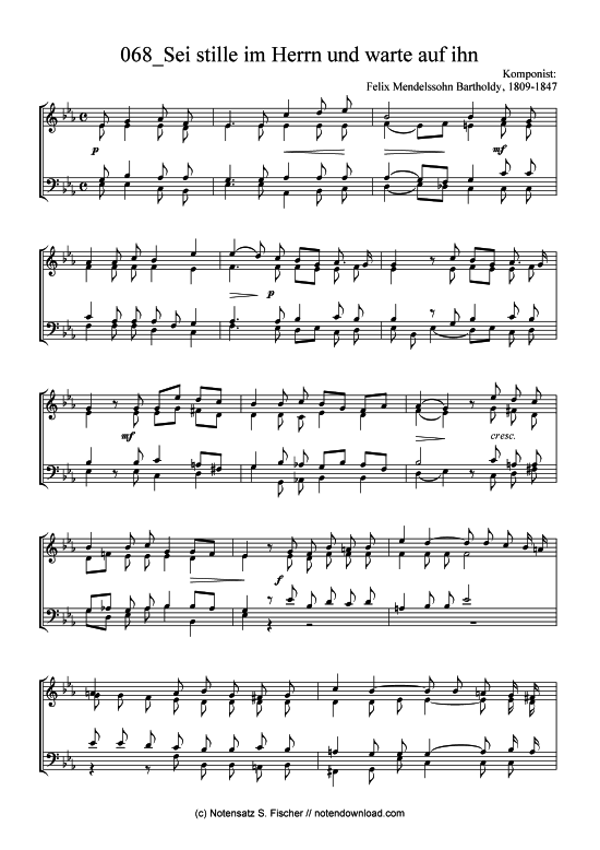 Sei stille im Herrn und warte auf ihn (Posaunenchor) (Posaunenchor) von Felix Mendelssohn Bartholdy 1809-1847