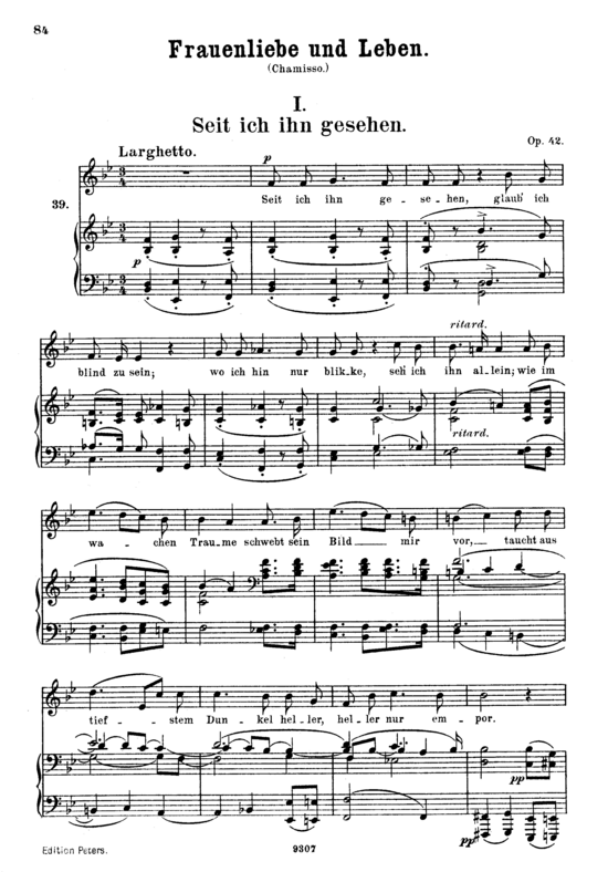 Seit ich ihn gesehen Op.42 No.1 (Gesang hoch + Klavier) (Klavier  Gesang hoch) von Robert Schumann