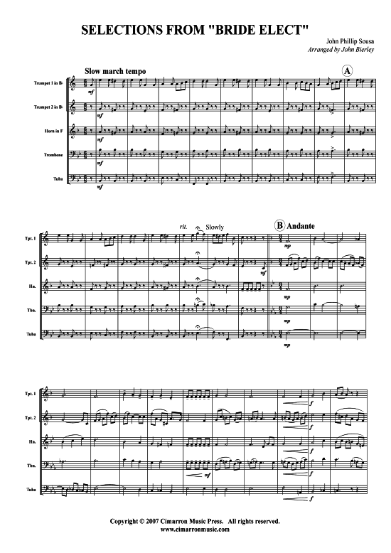 Selections aus Bride Elect (Blechbl auml serquintett) (Quintett (Blech Brass)) von John Phillip Sousa