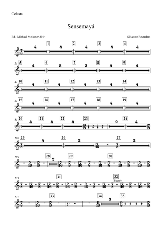 Sensemaya (Celesta) (Orchester) von Silvestre Revueltas (nur Einzelstimme)
