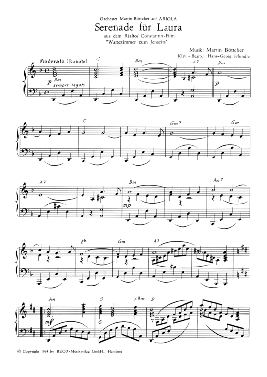 Serenade f uuml r Laura (Klavier Solo) (Klavier Solo) von aus Wartezimmer zum Jenseits (Film) (1964)