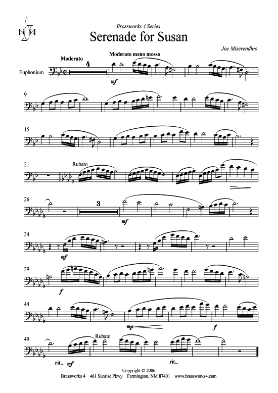 Serenade for Susan (Bariton-Pos + Klavier) (Klavier  Bariton (Posaune)) von Joe Miserendino