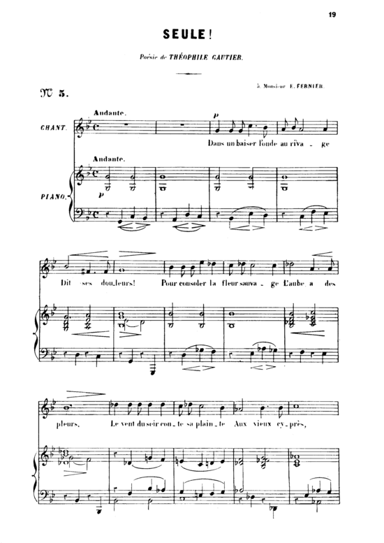 Seule Op.3 No 1 (Gesang hoch + Klavier) (Klavier  Gesang hoch) von Gabriel Faur eacute 