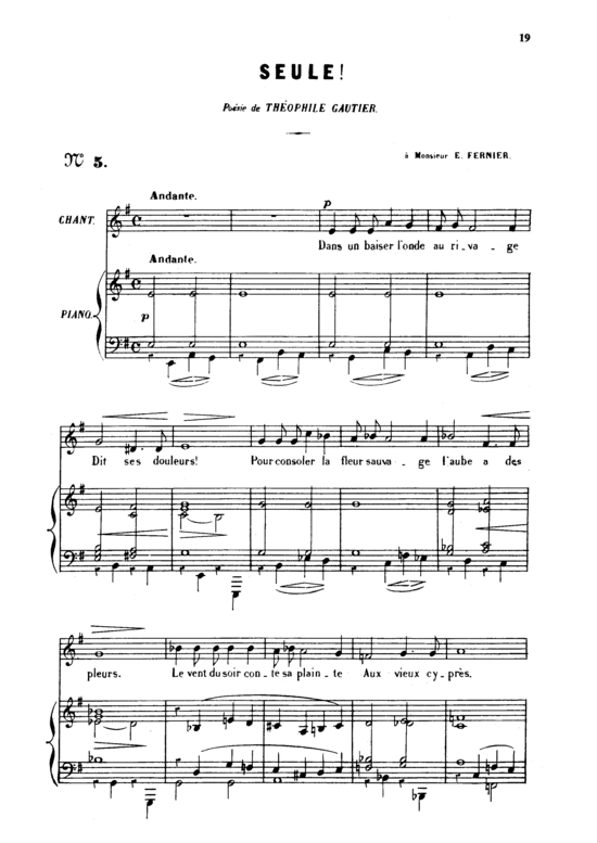 Seule Op.3 No 1 (Gesang mittel + Klavier) (Klavier  Gesang mittel) von Gabriel Faur eacute 
