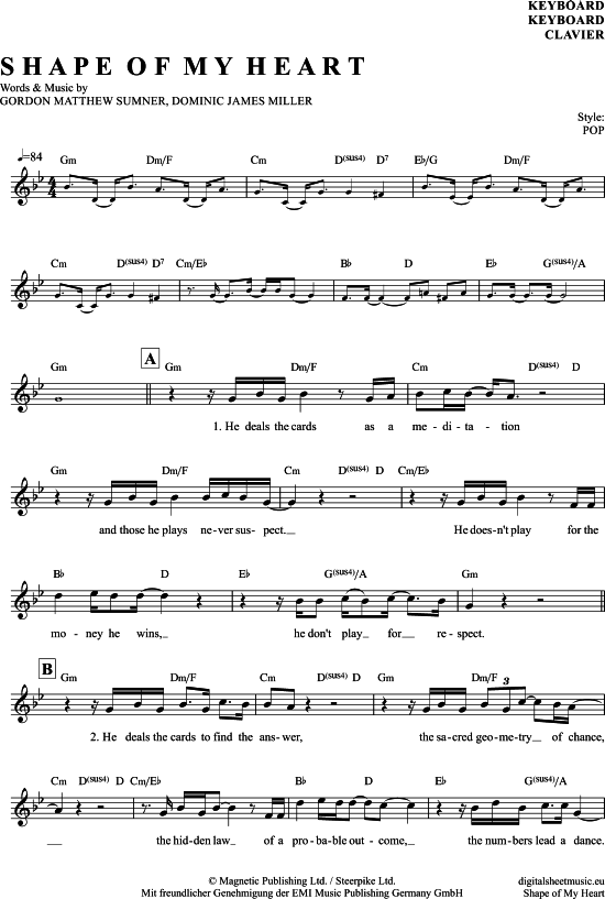 Shape Of My Heart (Keyboard) (Keyboard) von Sting