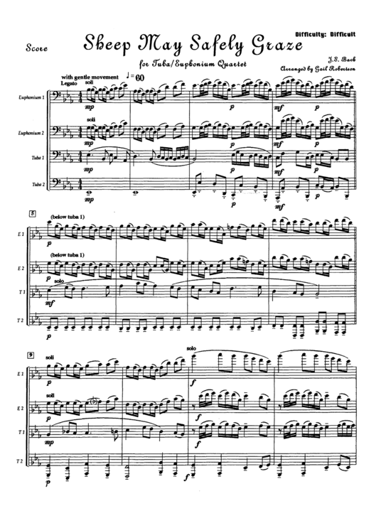 Sheep May Safely Graze (Tuba Quartett EETT) (Quartett (Tuba)) von J.S. Bach