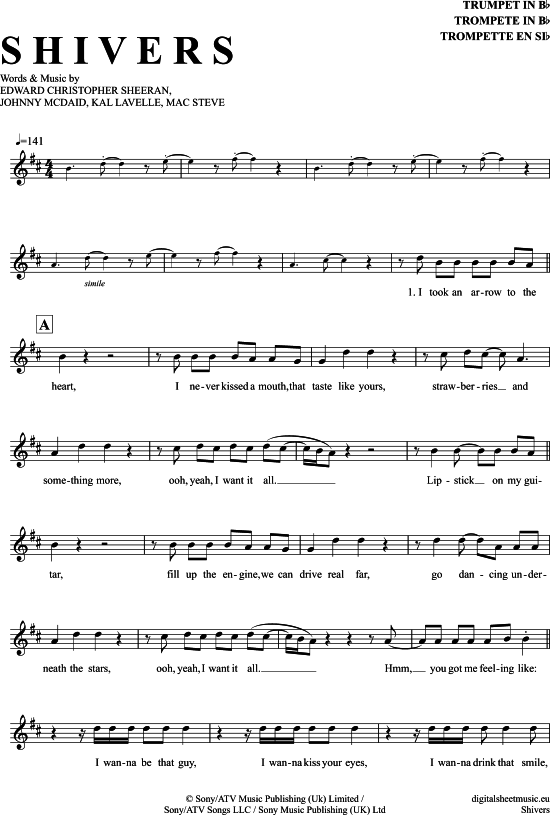 Shivers (Trompete in B) (Trompete) von Ed Sheeran
