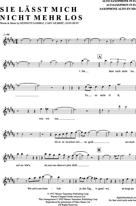 Sie L t Mich Nicht Mehr Los (Alt-Sax) (Alt Saxophon) von Stefan Gwildis
