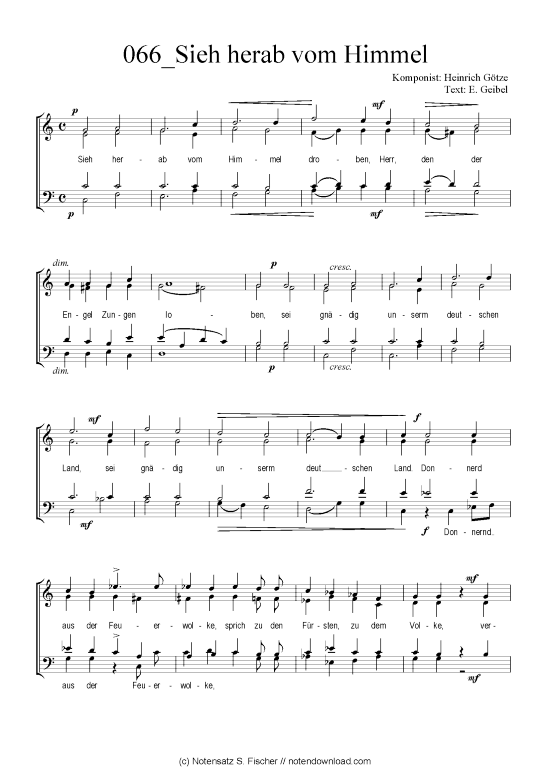 Sieh herab vom Himmel (Gemischter Chor) (Gemischter Chor) von Heinrich G tze  E. Geibel