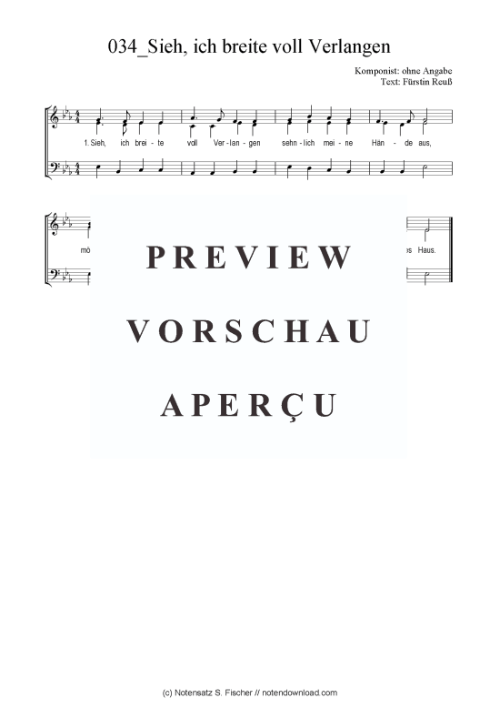 Sieh ich breite voll Verlangen (Gemischter Chor SAB) (Gemischter Chor (SAB)) von ohne Angabe  F rstin Reu 