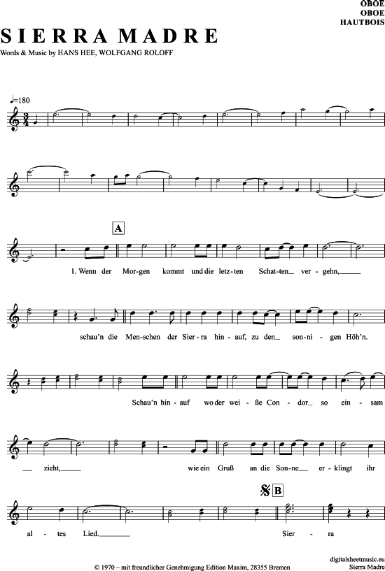 Sierra Madre (Oboe) (Oboe Fagott) von Zillertaler Sch rzenj ger