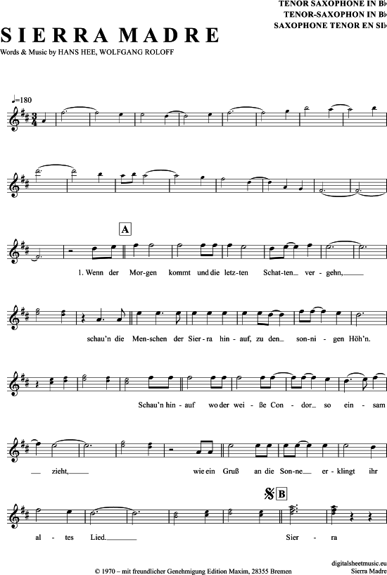 Sierra Madre (Tenor-Sax) (Tenor Saxophon) von Zillertaler Sch rzenj ger