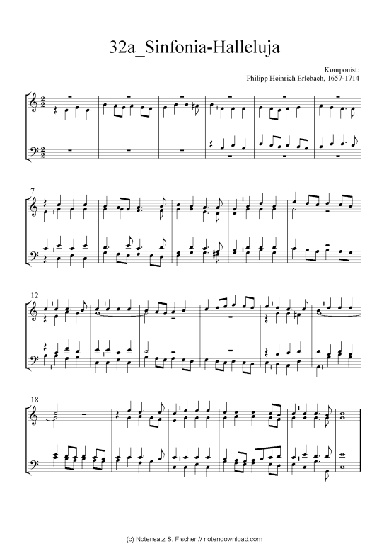Sinfonia-Halleluja (Quartett in C) (Quartett (4 St.)) von Philipp Heinrich Erlebach 1657-1714