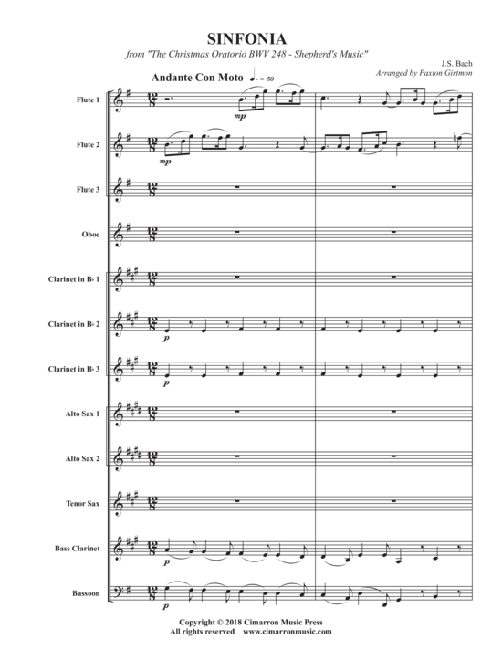 Sinfonia (Holzbl auml ser Ensemble) (Ensemble (Holzbl ser)) von Johann Sebastian Bach