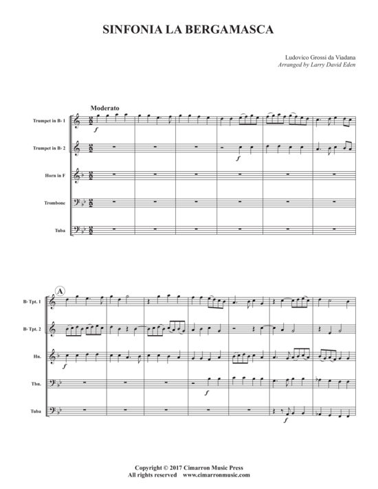 Sinfonia La Bergmasca (Blechbl auml serquintett) (Quintett (Blech Brass)) von Ludovico Grossi Da Viadana