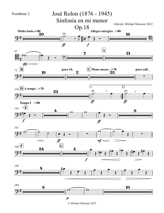 Sinfonia op. 18 (Posaune 2) (Orchester) von Jose Rolon (nur Einzelstimme)