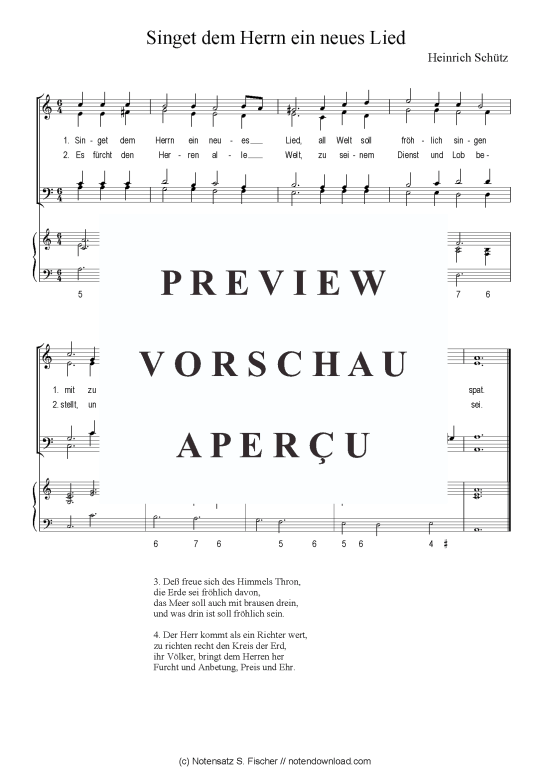 Singet dem Herrn ein neues Lied (Gemischter Chor) (Gemischter Chor) von Heinrich Sch tz