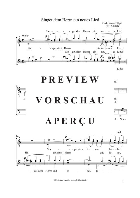 Singet dem Herrn ein neues Lied (M nnerchor) (M nnerchor) von Carl Gustav Fl gel