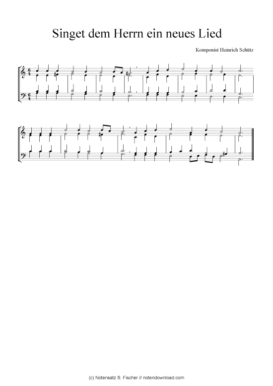 Singet dem Herrn ein neues Lied (Quartett in C) (Quartett (4 St.)) von Heinrich Sch tz