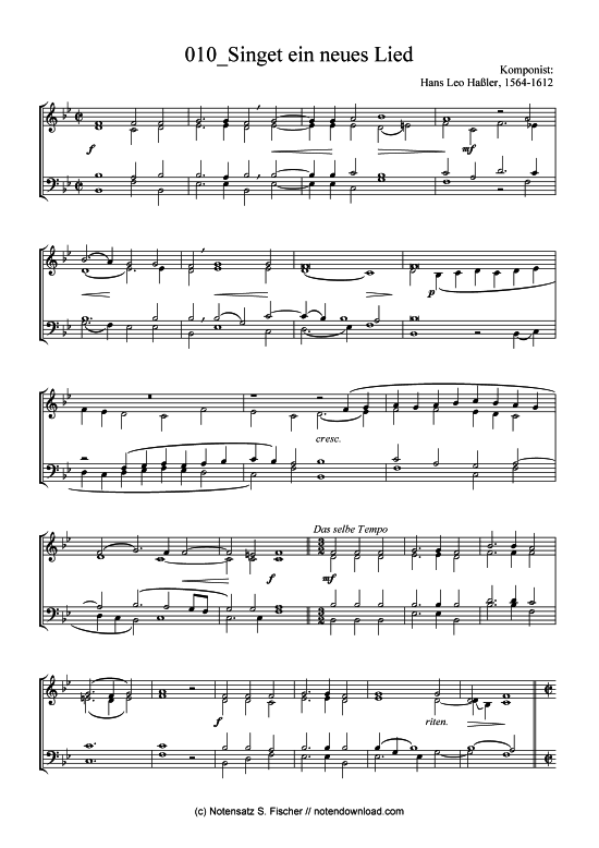 Singet ein neues Lied (Posaunenchor) (Posaunenchor) von Hans Leo Ha ler 1564-1612
