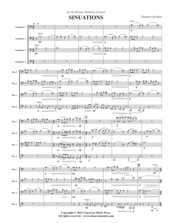 Sinuations (Posaunen Quartett) (Quartett (Posaune)) von Thomas Couvillon