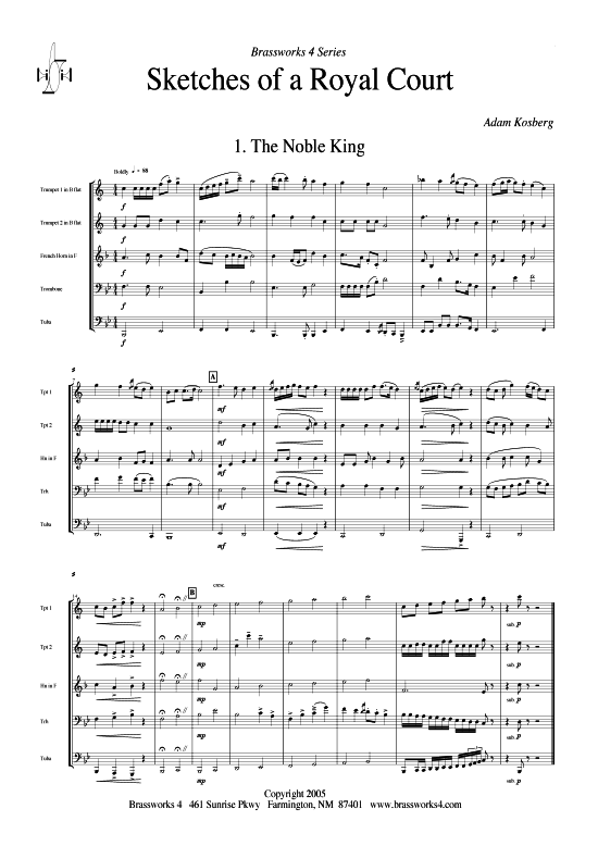 Sketches of a Royal Court - 3 S tze (Blechbl serquintett) (Quintett (Blech Brass)) von Adam Kosberg